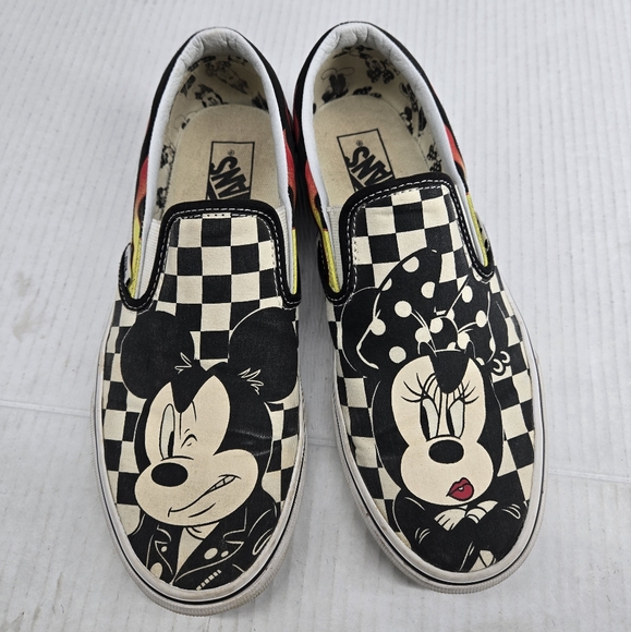 Disney Vans Mickey and Minnie Checkered Slip-On Shoes 8.5 - Picture 1 of 8